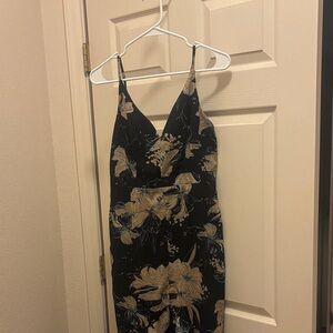 Floral Black and Tan Dress lulus